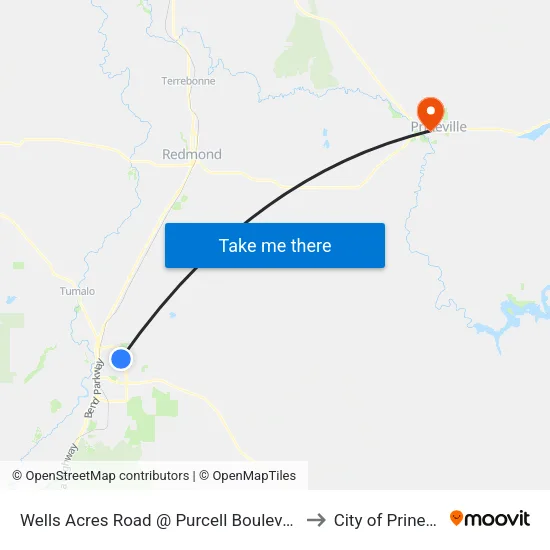 Wells Acres Road @ Purcell Boulevard (E) to City of Prineville map
