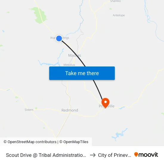 Scout Drive @ Tribal Administration (S) to City of Prineville map