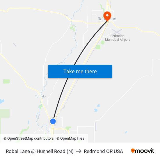 Robal Lane @ Hunnell Road (N) to Redmond OR USA map