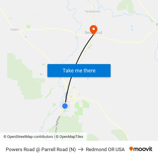 Powers Road @ Parrell Road (N) to Redmond OR USA map