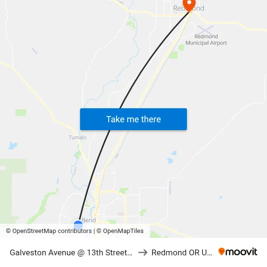Galveston Avenue @ 13th Street (S) to Redmond OR USA map