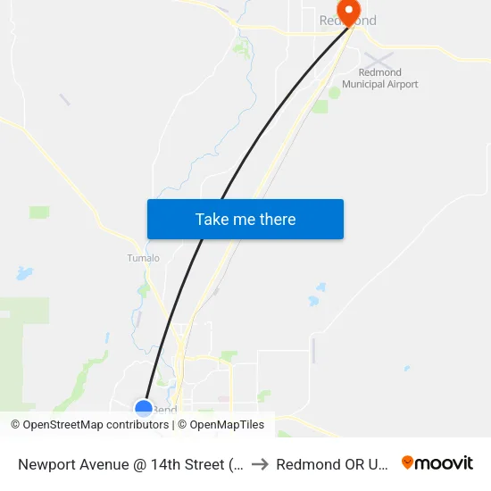 Newport Avenue @ 14th Street (N) to Redmond OR USA map