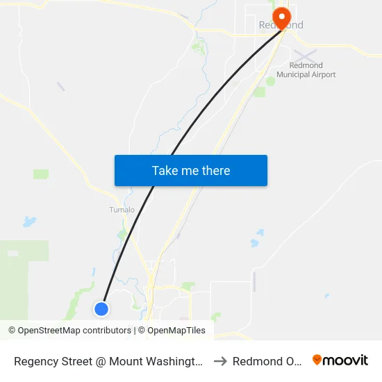 Regency Street @ Mount Washington Drive (W) to Redmond OR USA map