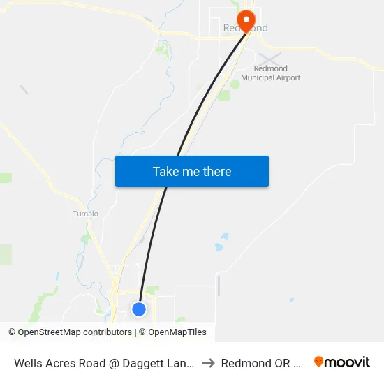 Wells Acres Road @ Daggett Lane (S) to Redmond OR USA map