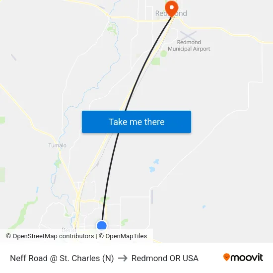 Neff Road @ St. Charles (N) to Redmond OR USA map