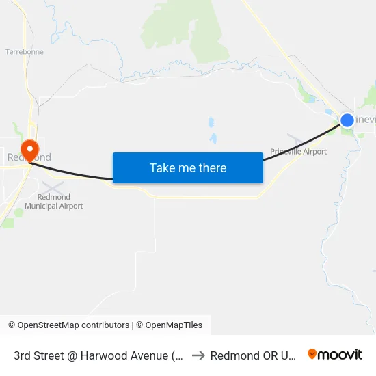 3rd Street @ Harwood Avenue (N) to Redmond OR USA map
