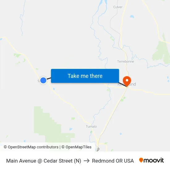 Main Avenue @ Cedar Street (N) to Redmond OR USA map