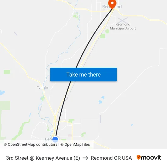 3rd Street @ Kearney Avenue (E) to Redmond OR USA map