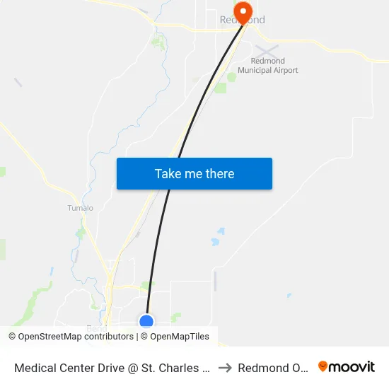 Medical Center Drive @ St. Charles Hospital (W) to Redmond OR USA map