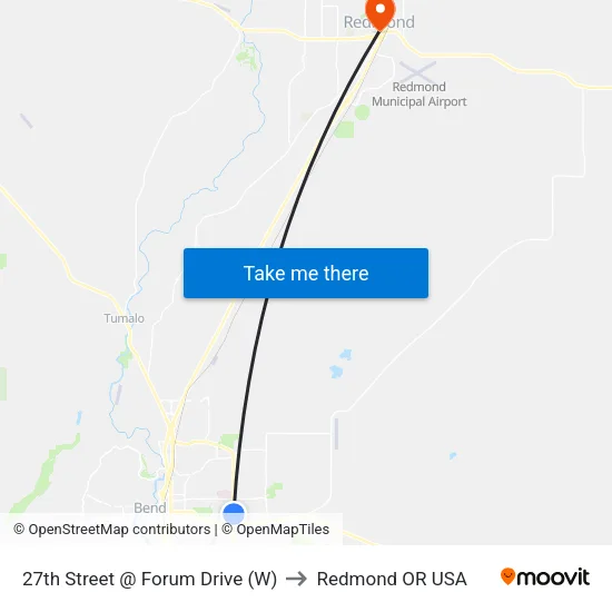 27th Street @ Forum Drive (W) to Redmond OR USA map
