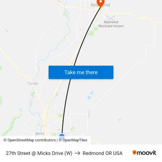27th Street @ Micks Drive (W) to Redmond OR USA map
