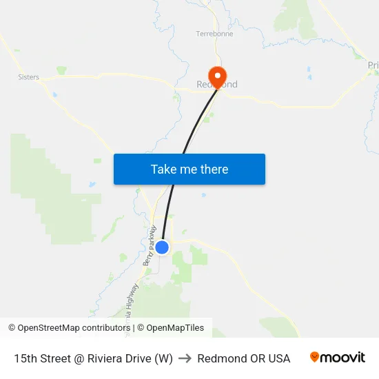 15th Street @ Riviera Drive (W) to Redmond OR USA map