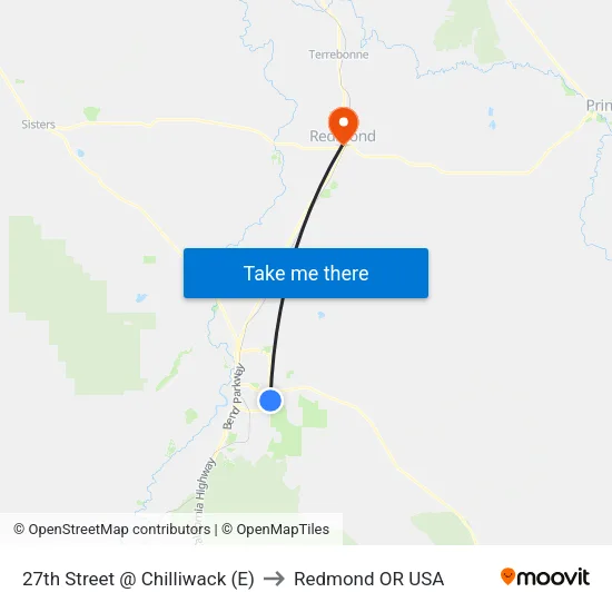 27th Street @ Chilliwack (E) to Redmond OR USA map