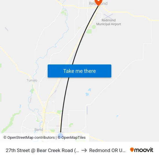 27th Street @ Bear Creek Road (E) to Redmond OR USA map