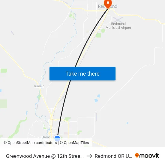 Greenwood Avenue @ 12th Street (S) to Redmond OR USA map