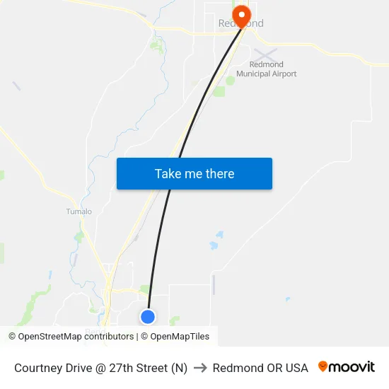 Courtney Drive @ 27th Street (N) to Redmond OR USA map