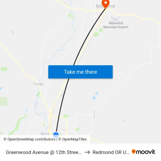 Greenwood Avenue @ 12th Street (N) to Redmond OR USA map