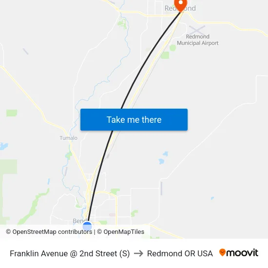 Franklin Avenue @ 2nd Street (S) to Redmond OR USA map