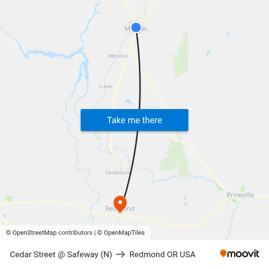 Cedar Street @ Safeway (N) to Redmond OR USA map