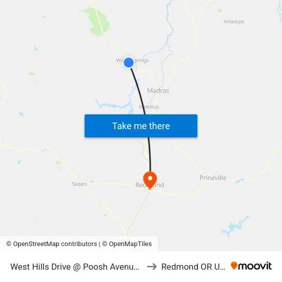 West Hills Drive @ Poosh Avenue (E) to Redmond OR USA map