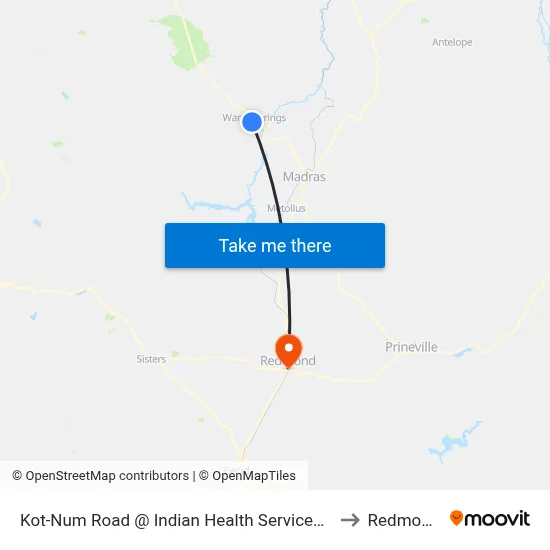 Kot-Num Road @ Indian Health Services And Early Childhood Education (W) to Redmond OR USA map