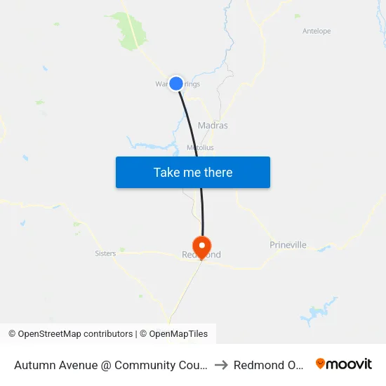 Autumn Avenue @ Community Counseling (E) to Redmond OR USA map
