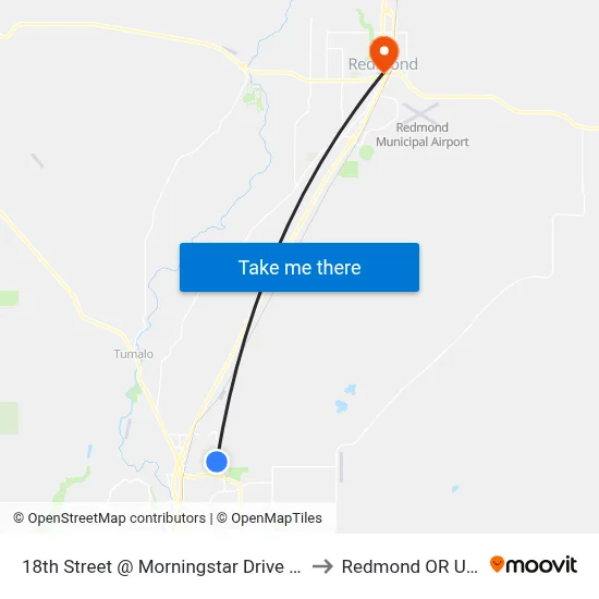18th Street @ Morningstar Drive (W) to Redmond OR USA map