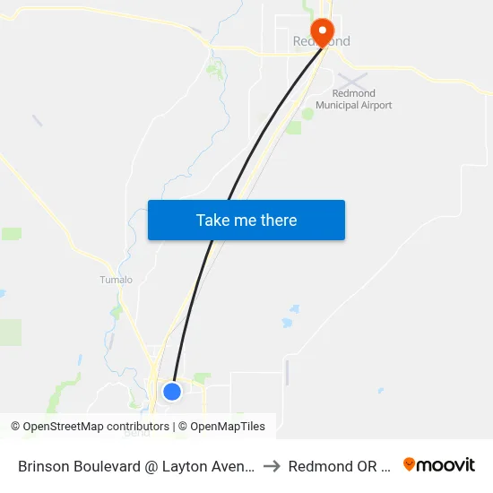 Brinson Boulevard @ Layton Avenue (N) to Redmond OR USA map