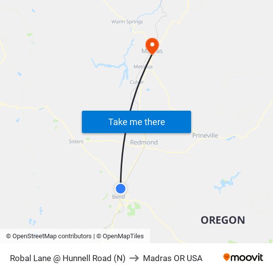 Robal Lane @ Hunnell Road (N) to Madras OR USA map