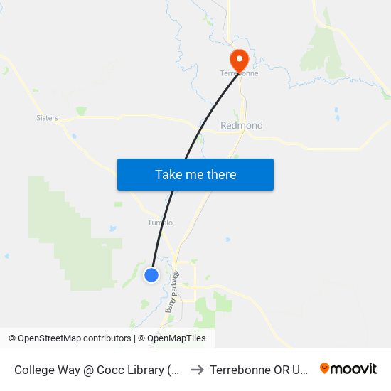 College Way @ Cocc Library (W) to Terrebonne OR USA map