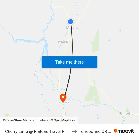 Cherry Lane @ Plateau Travel Plaza (S) to Terrebonne OR USA map