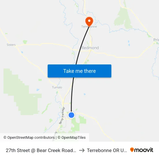 27th Street @ Bear Creek Road (E) to Terrebonne OR USA map
