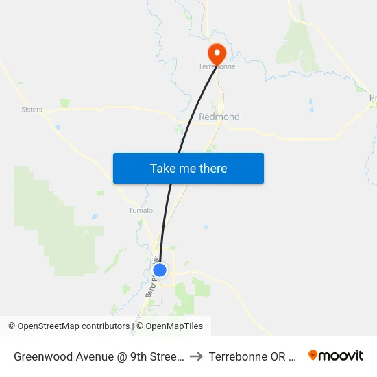 Greenwood Avenue @ 9th Street (S) to Terrebonne OR USA map