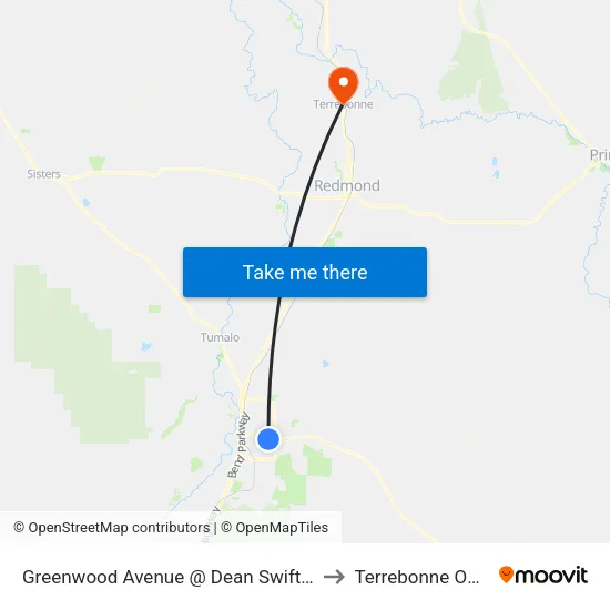 Greenwood Avenue @ Dean Swift Road (S) to Terrebonne OR USA map