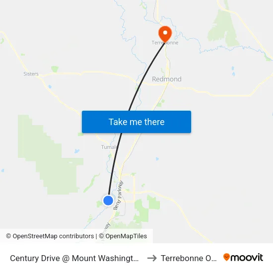 Century Drive @ Mount Washington Drive (N) to Terrebonne OR USA map
