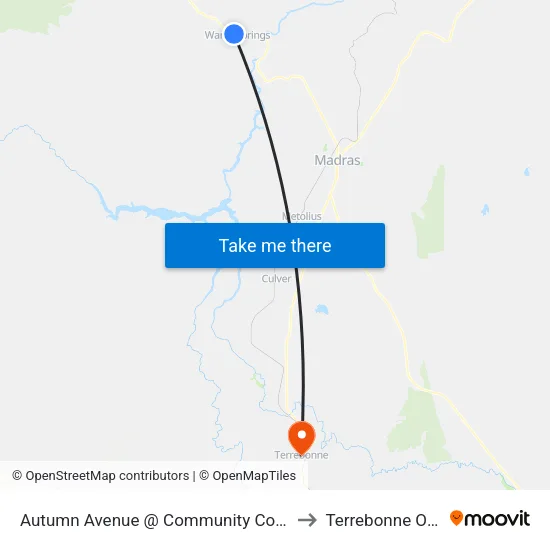 Autumn Avenue @ Community Counseling (E) to Terrebonne OR USA map
