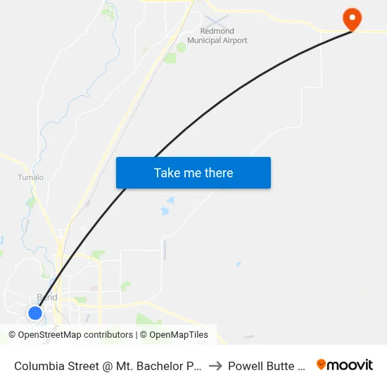 Columbia Street @ Mt. Bachelor Park N Ride (E) to Powell Butte OR USA map