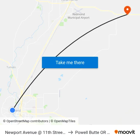 Newport Avenue @ 11th Street (S) to Powell Butte OR USA map