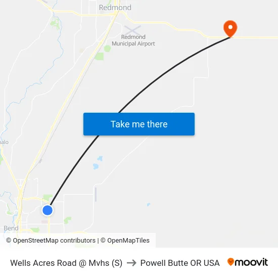 Wells Acres Road @ Mvhs (S) to Powell Butte OR USA map