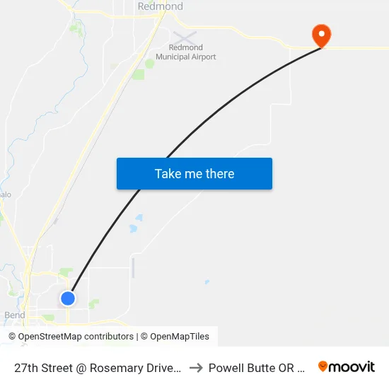 27th Street @ Rosemary Drive (W) to Powell Butte OR USA map