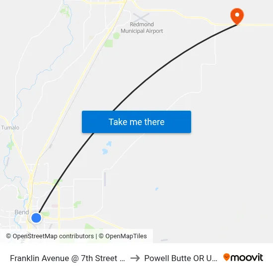 Franklin Avenue @ 7th Street (N) to Powell Butte OR USA map