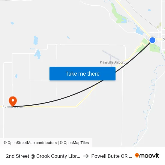 2nd Street @ Crook County Library (S) to Powell Butte OR USA map