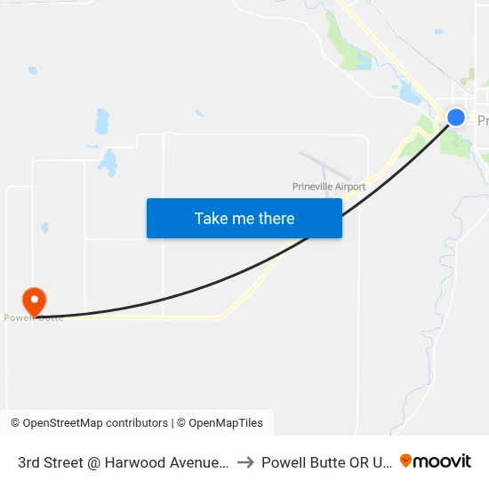 3rd Street @ Harwood Avenue (N) to Powell Butte OR USA map