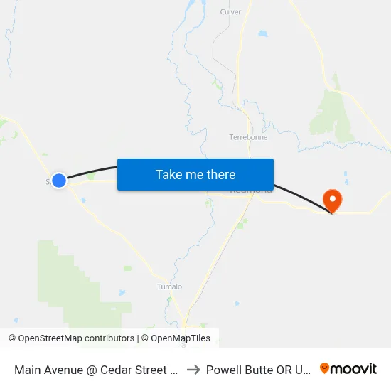 Main Avenue @ Cedar Street (N) to Powell Butte OR USA map