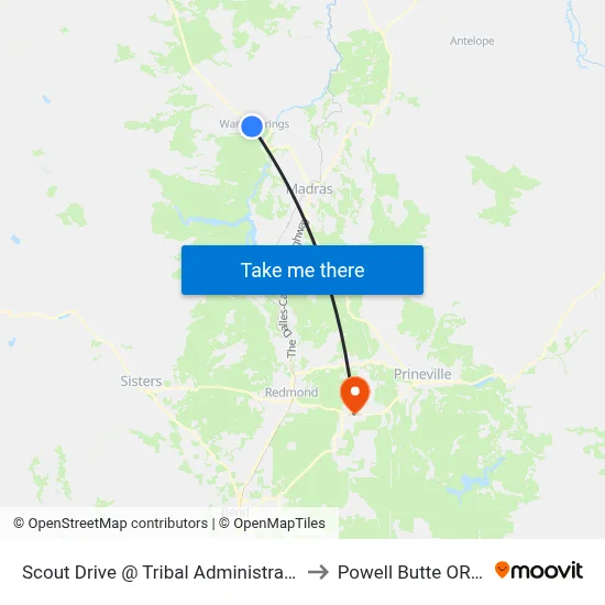 Scout Drive @ Tribal Administration (S) to Powell Butte OR USA map