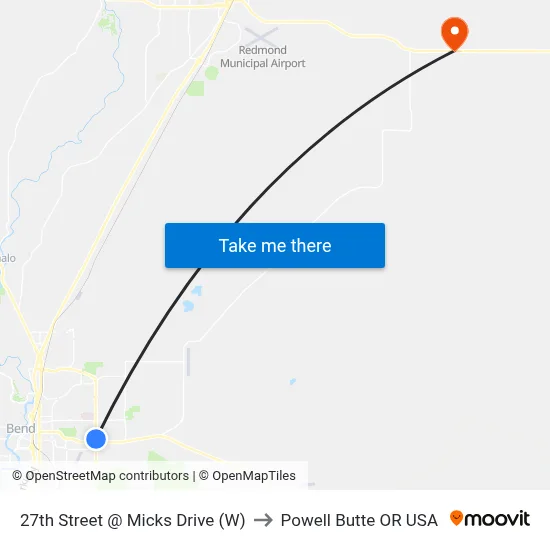 27th Street @ Micks Drive (W) to Powell Butte OR USA map