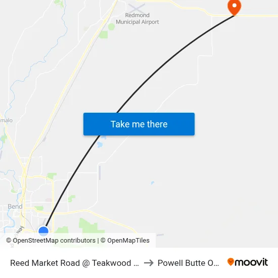 Reed Market Road @ Teakwood Drive (N) to Powell Butte OR USA map