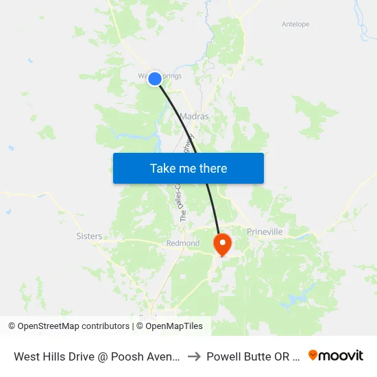 West Hills Drive @ Poosh Avenue (E) to Powell Butte OR USA map