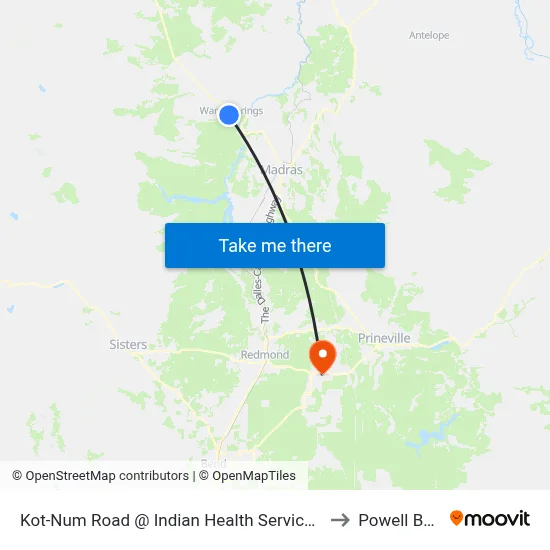 Kot-Num Road @ Indian Health Services And Early Childhood Education (W) to Powell Butte OR USA map
