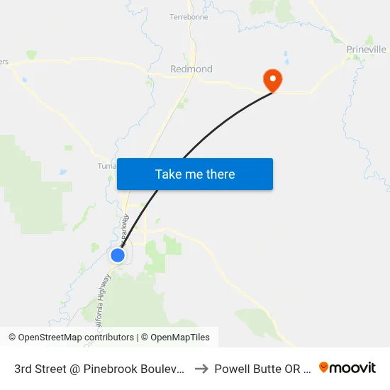 3rd Street @ Pinebrook Boulevard (E) to Powell Butte OR USA map